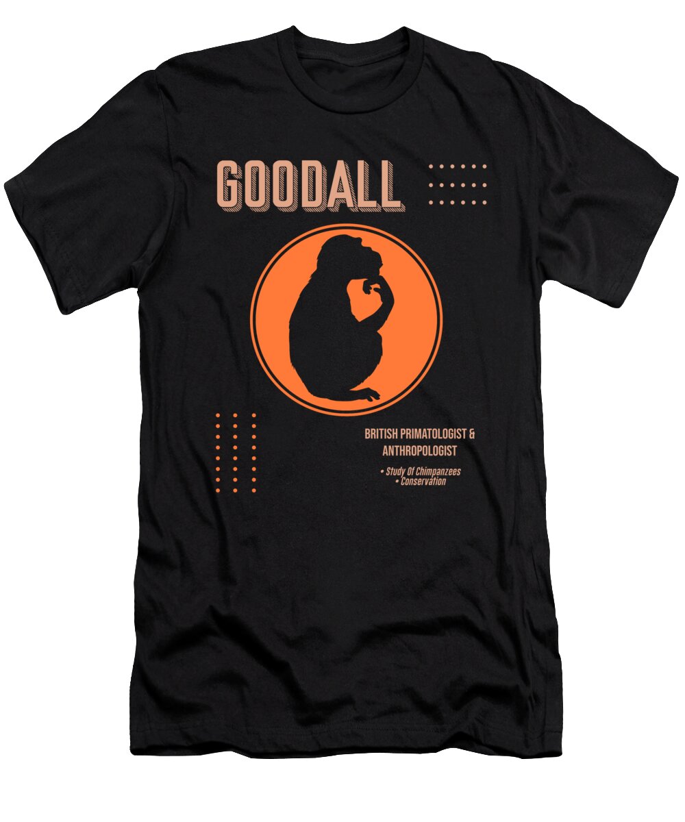 Minimal Science Posters Jane Goodall Primatologist Anthropologist Studio Grafiikka T-Shirt