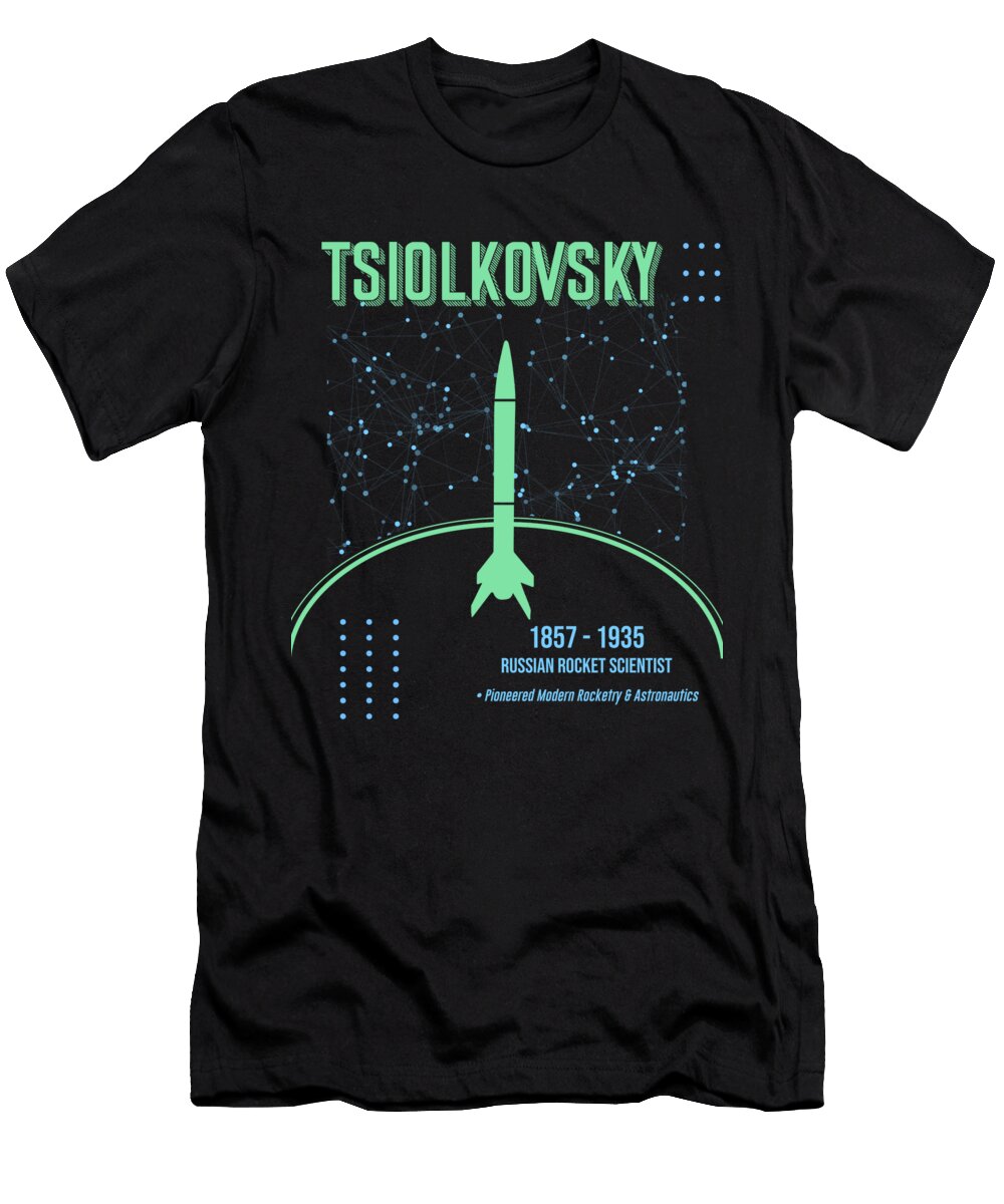 Minimal Science Posters Konstantin Tsiolkovsky 01 Rocket Scientist Studio Grafiikka T-Shirt