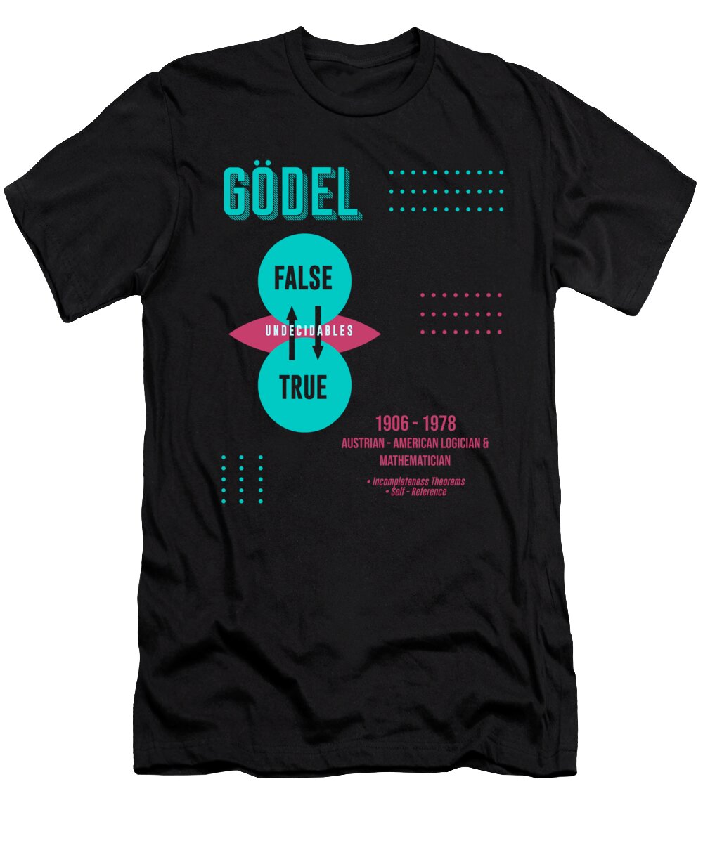 Minimal Science Posters Kurt Godel 01 Mathematician Logician Studio Grafiikka T-Shirt