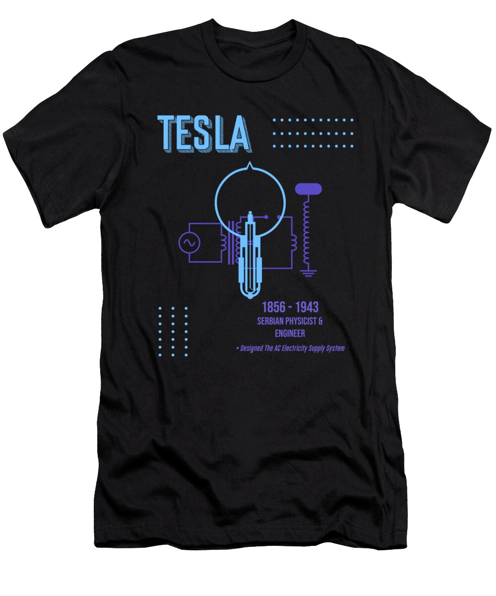 Minimal Science Posters Nikola Tesla 01 Physicist Engineer Studio Grafiikka T-Shirt