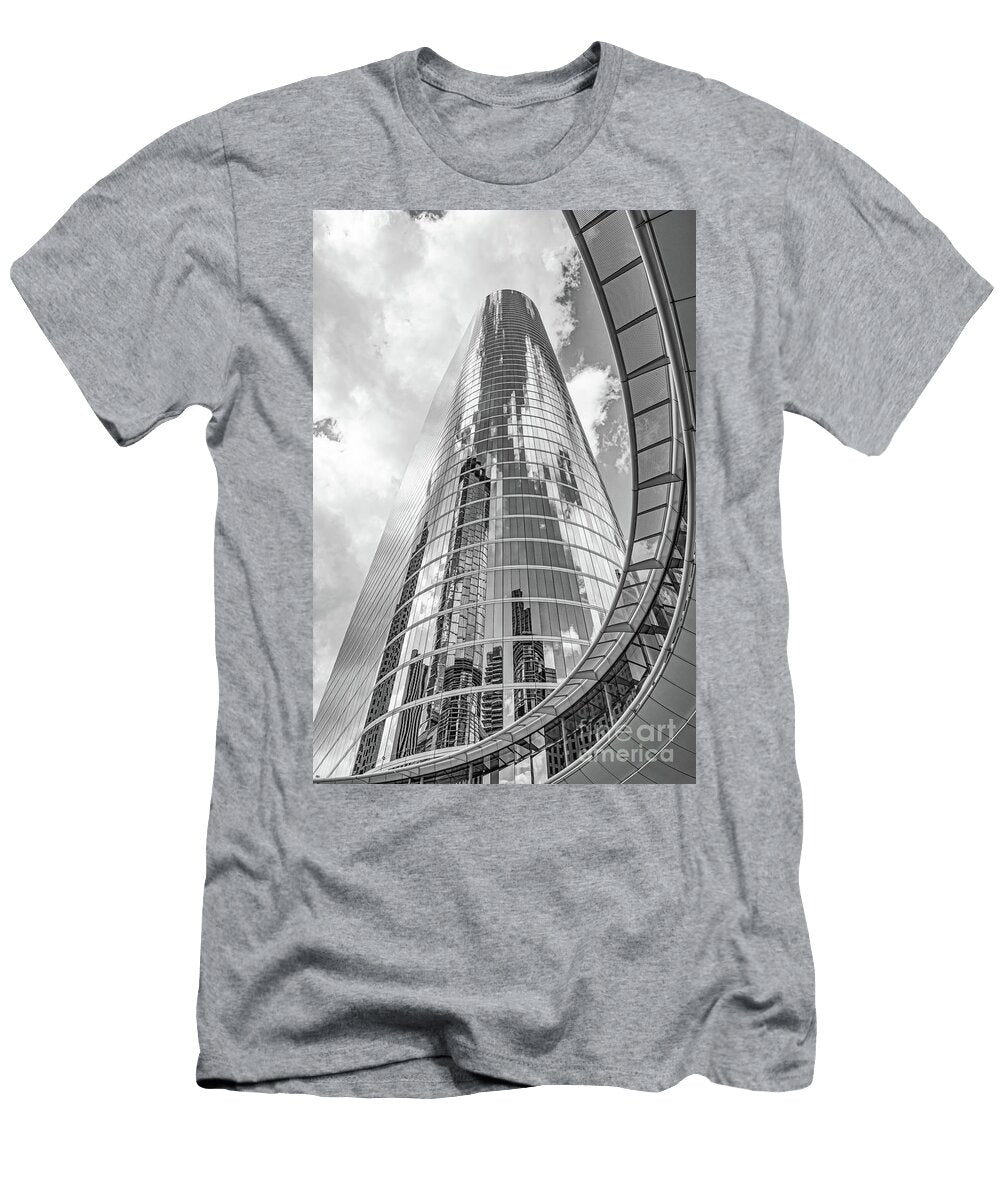 Mirrored Towers in Houston Vertical Bw Bee Creek Photography Tod and Cynthia T-Shirt