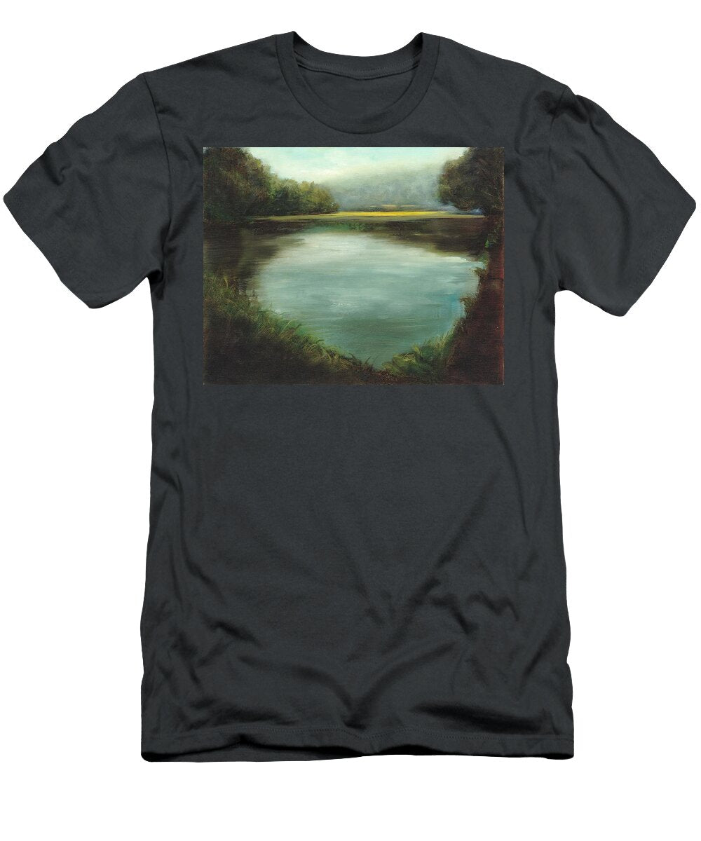 Misty Morning At Swan Lake Dennis Kirby T-Shirt