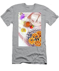 Modern Blush Pink Breakfast Tray with Waffles Honey and Fruit Flatlay Milleflore Images T-Shirt