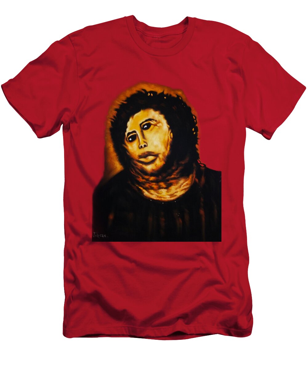 Monkey Christ By Jorge Torrones After Cecilia Gimenez Jorge Terrones T-Shirt