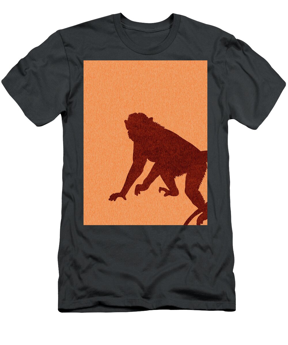 Monkey Silhouette Scandinavian Nursery Decor Animal Friends for Kids Room Minimal Studio Grafiikka T-Shirt