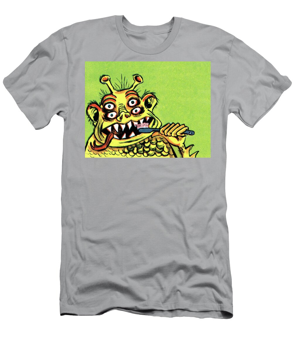 Monster Brushing His Teeth Csa Images T-Shirt