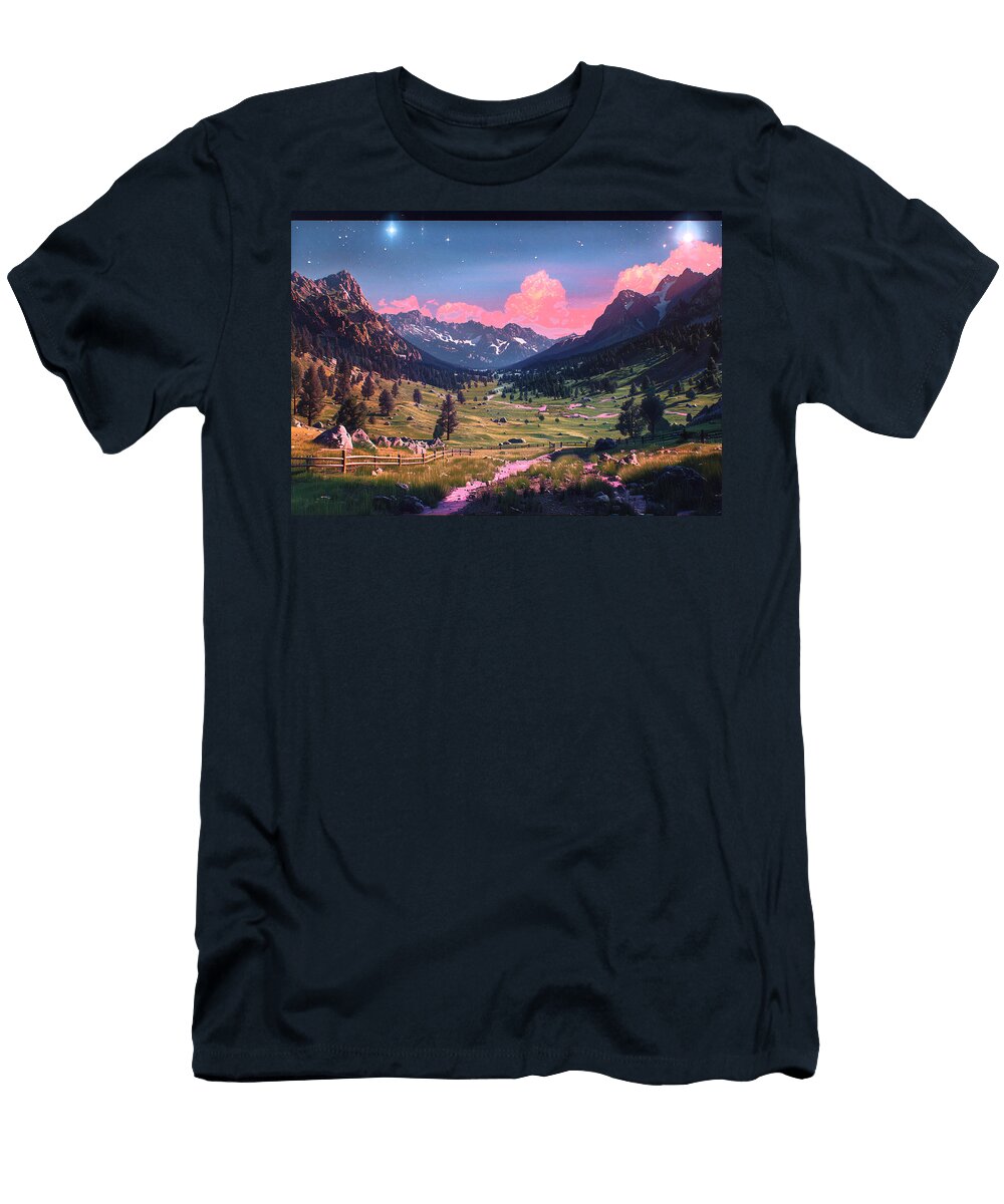 Montana Scenes with Sonic Waves Mountain Landscapes Expressed Through Sonic Wave Patterns Rhys Jacobson T-Shirt