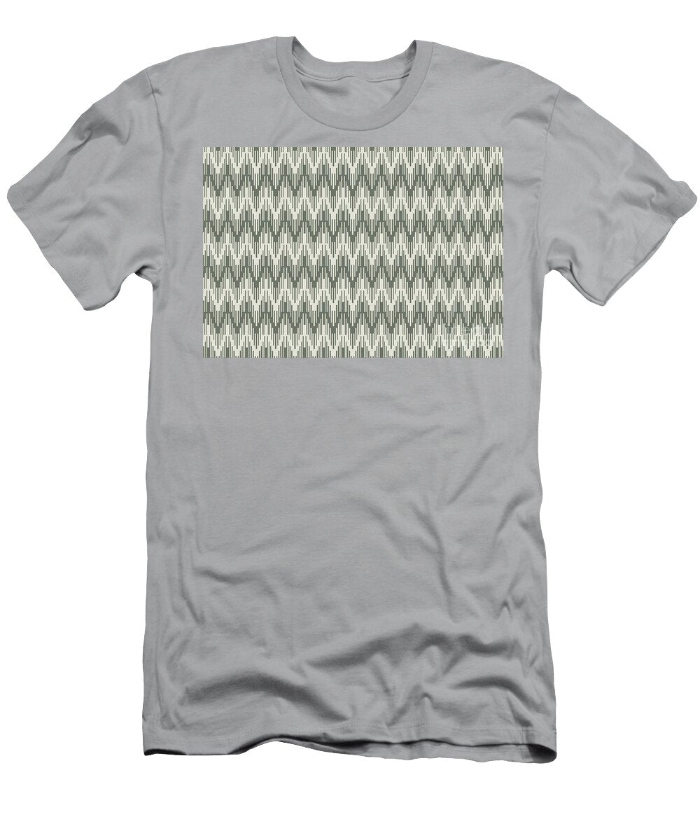 Moody Green Creamy White Chevron Ripple Pattern Petite Patterns T-Shirt