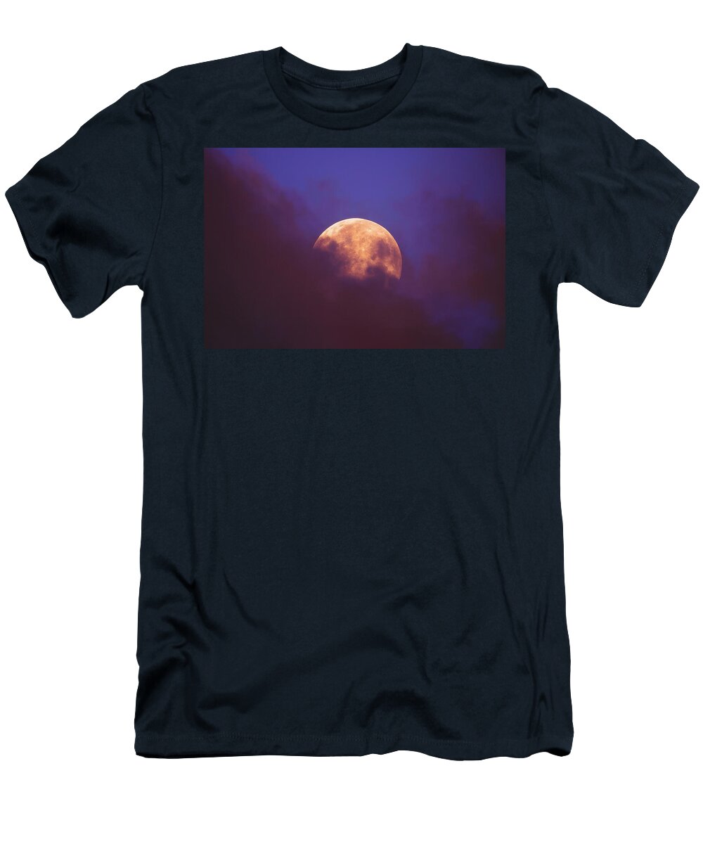 Moon Emerging Through Twilight Clouds Mario G Rivera T-Shirt