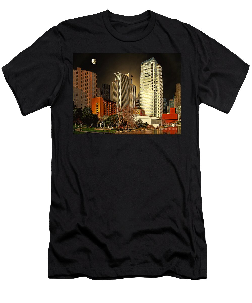Moon Over Yerba Buena Gardens San Francisco Wingsdomain Art and Photography T-Shirt