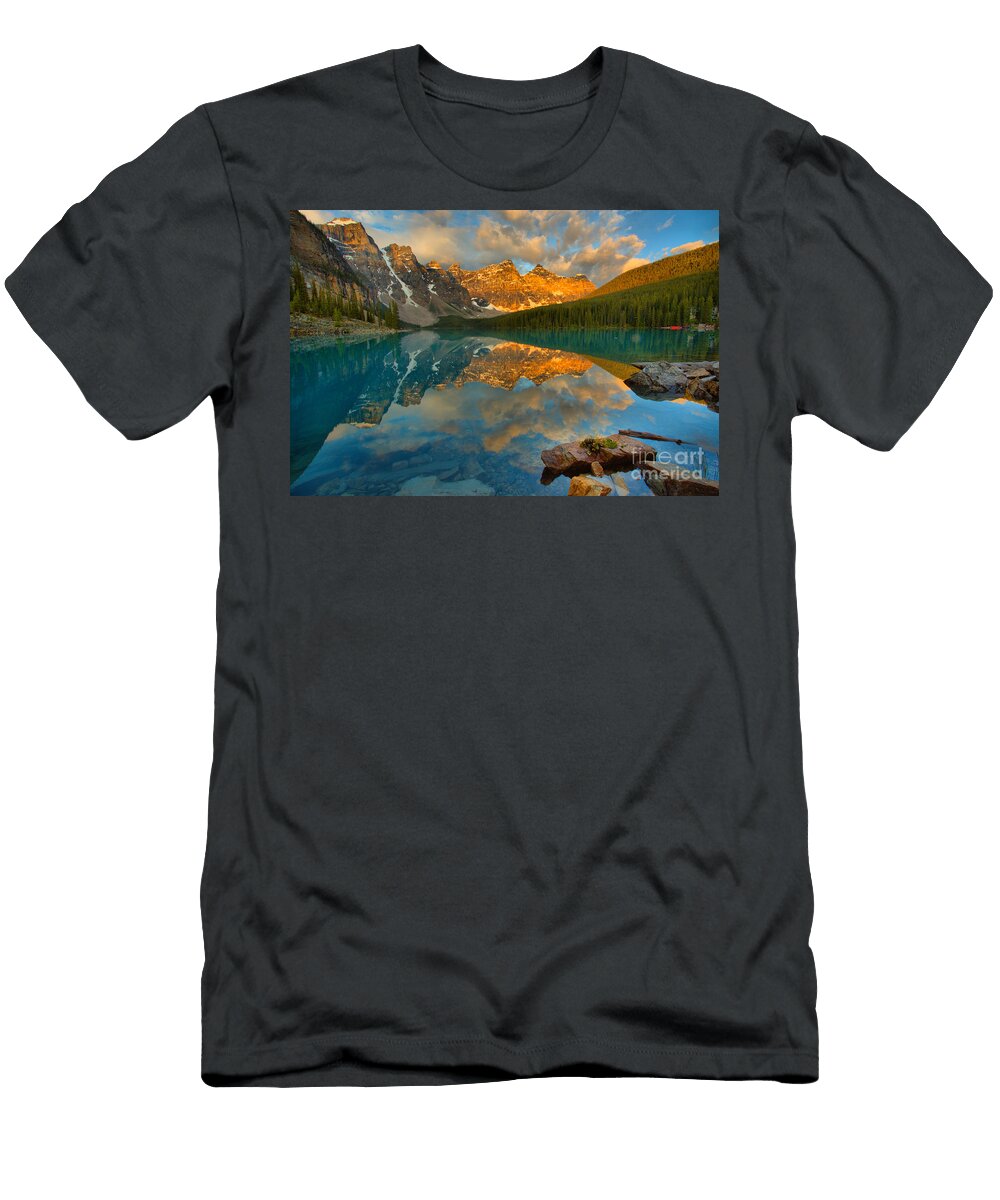 Moraine Lake Fiery July Morning Adam Jewell T-Shirt