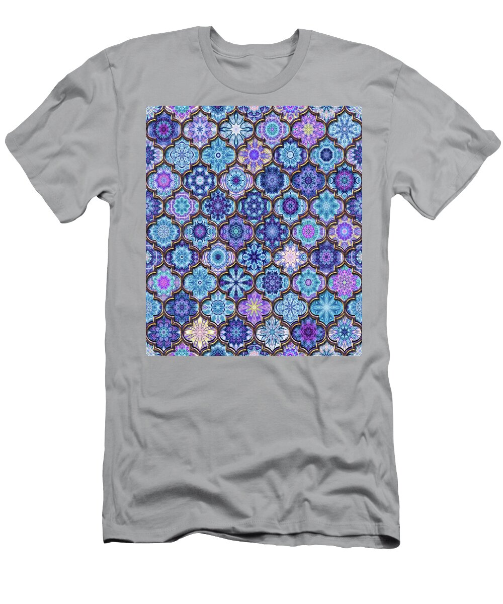 Moroccan Tile Pattern Blue Purple Lilia Dalamangas T-Shirt