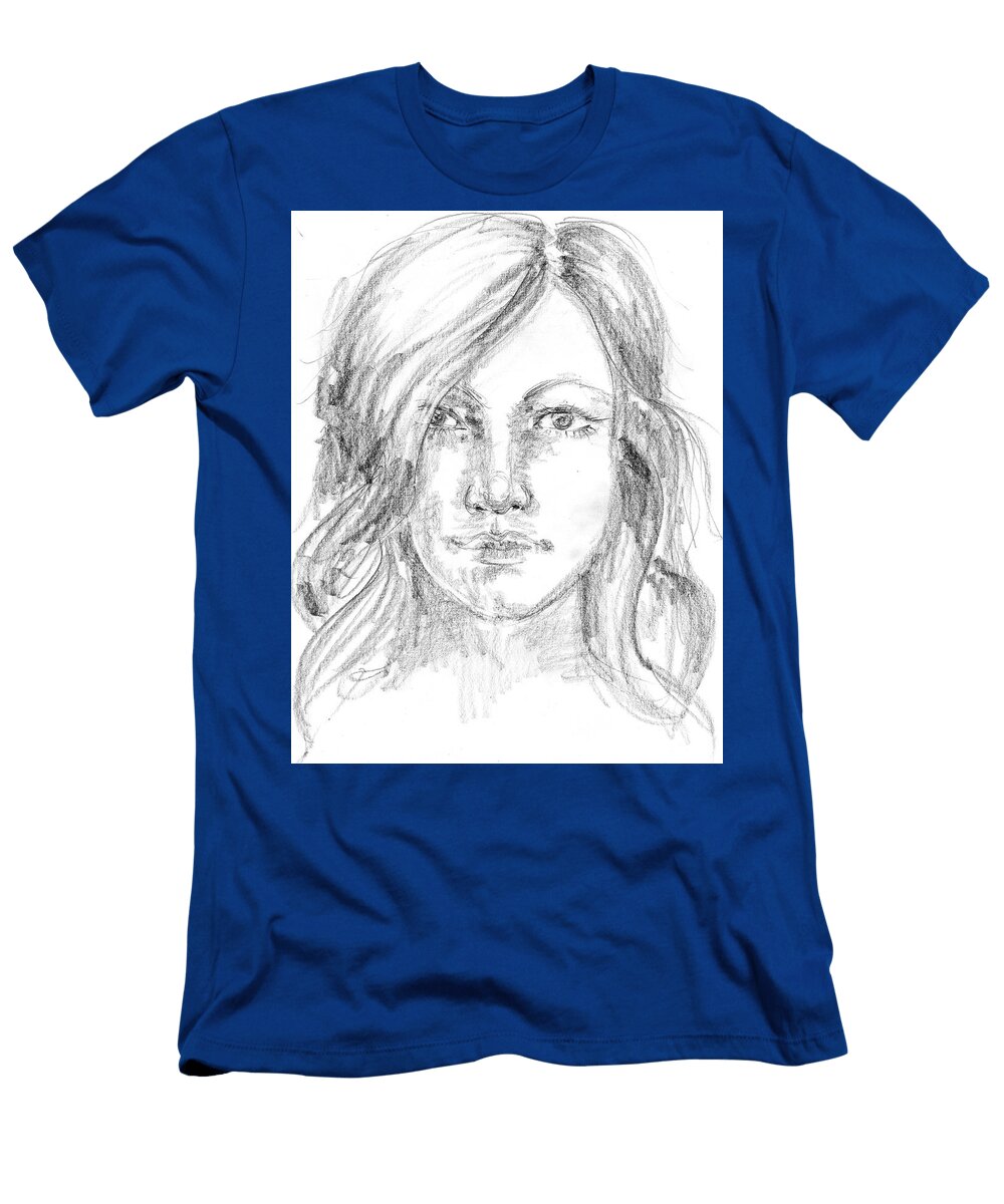 Mother a Quick Self Portrait Drawn While the Son Was Doing His Homework Elena Sysoeva T-Shirt