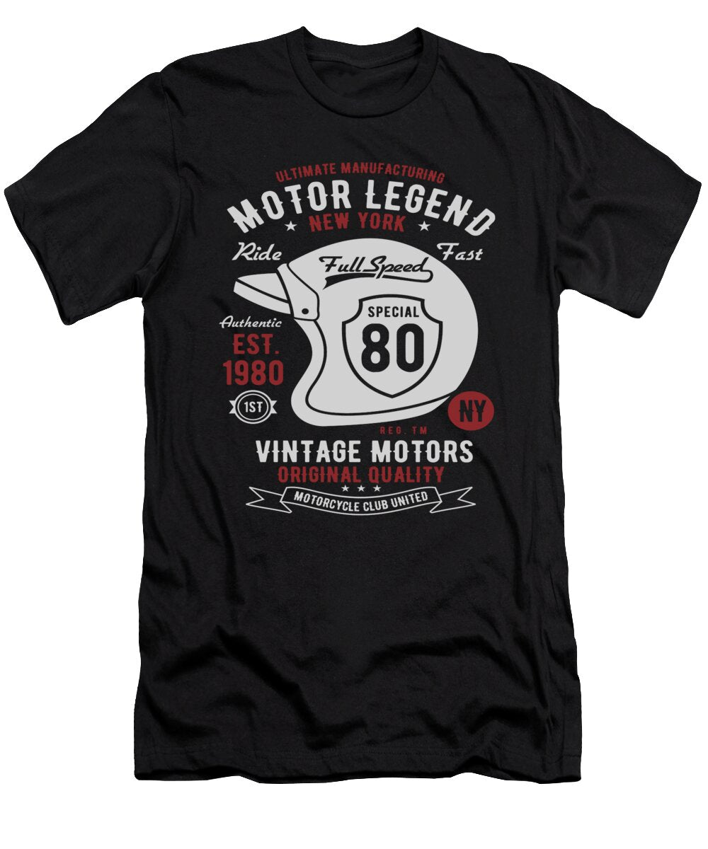 Motor Legend Classic Motorcycle Rider Dirt Bike Florian Dold Art T-Shirt