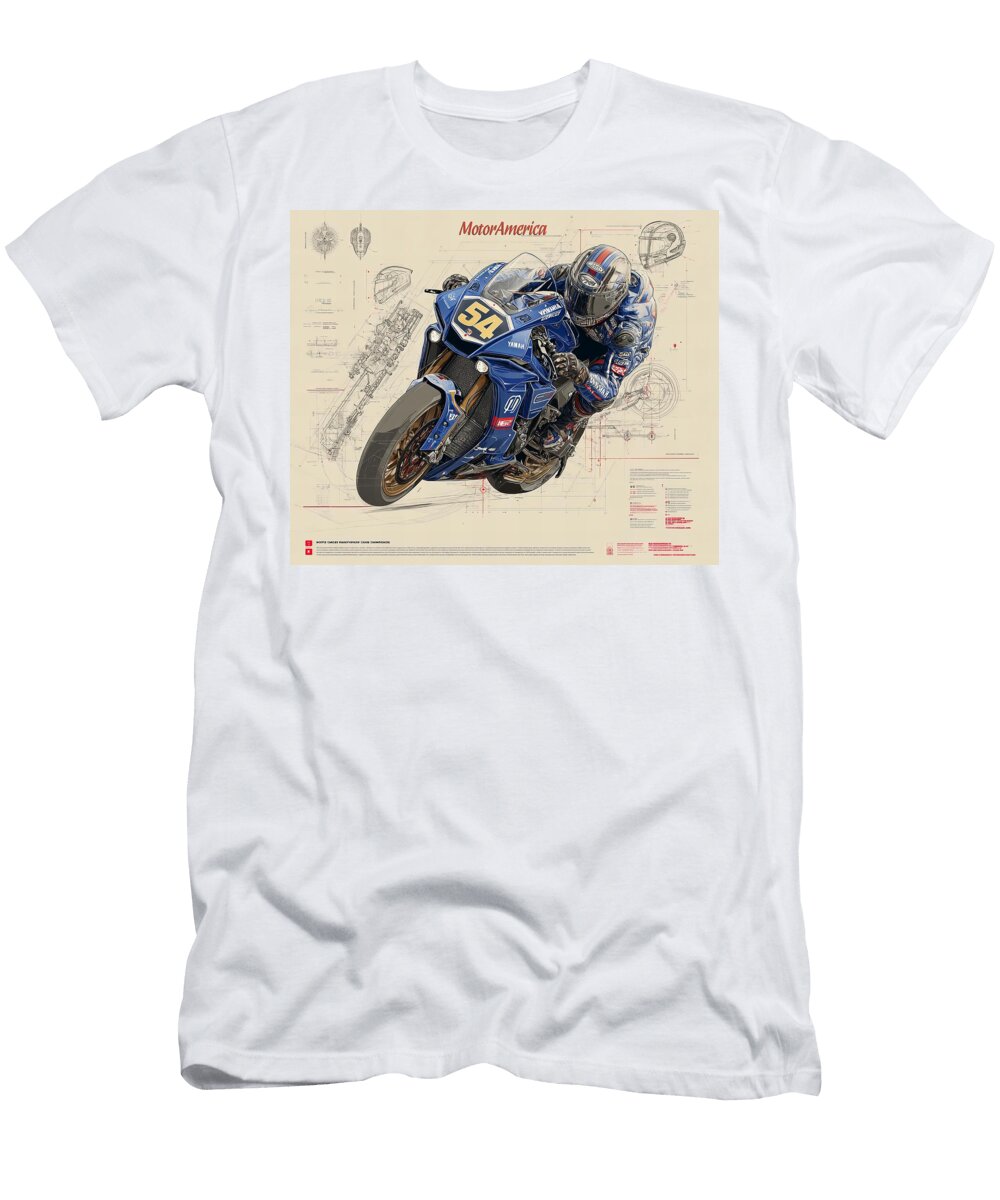 Motoramerica Racer in Action Kevin Walker and Pixel Reverie T-Shirt
