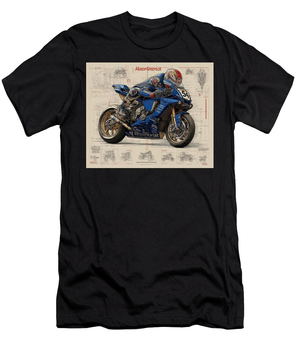Motoramerica Racing Blueprints Kevin Walker and Pixel Reverie T-Shirt