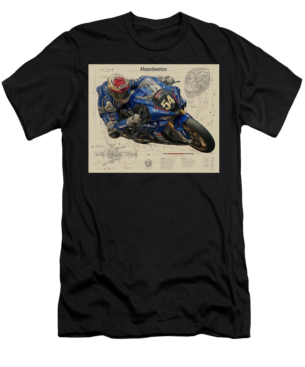 Motorcycle 54 Racer in Action Kevin Walker and Pixel Reverie T-Shirt