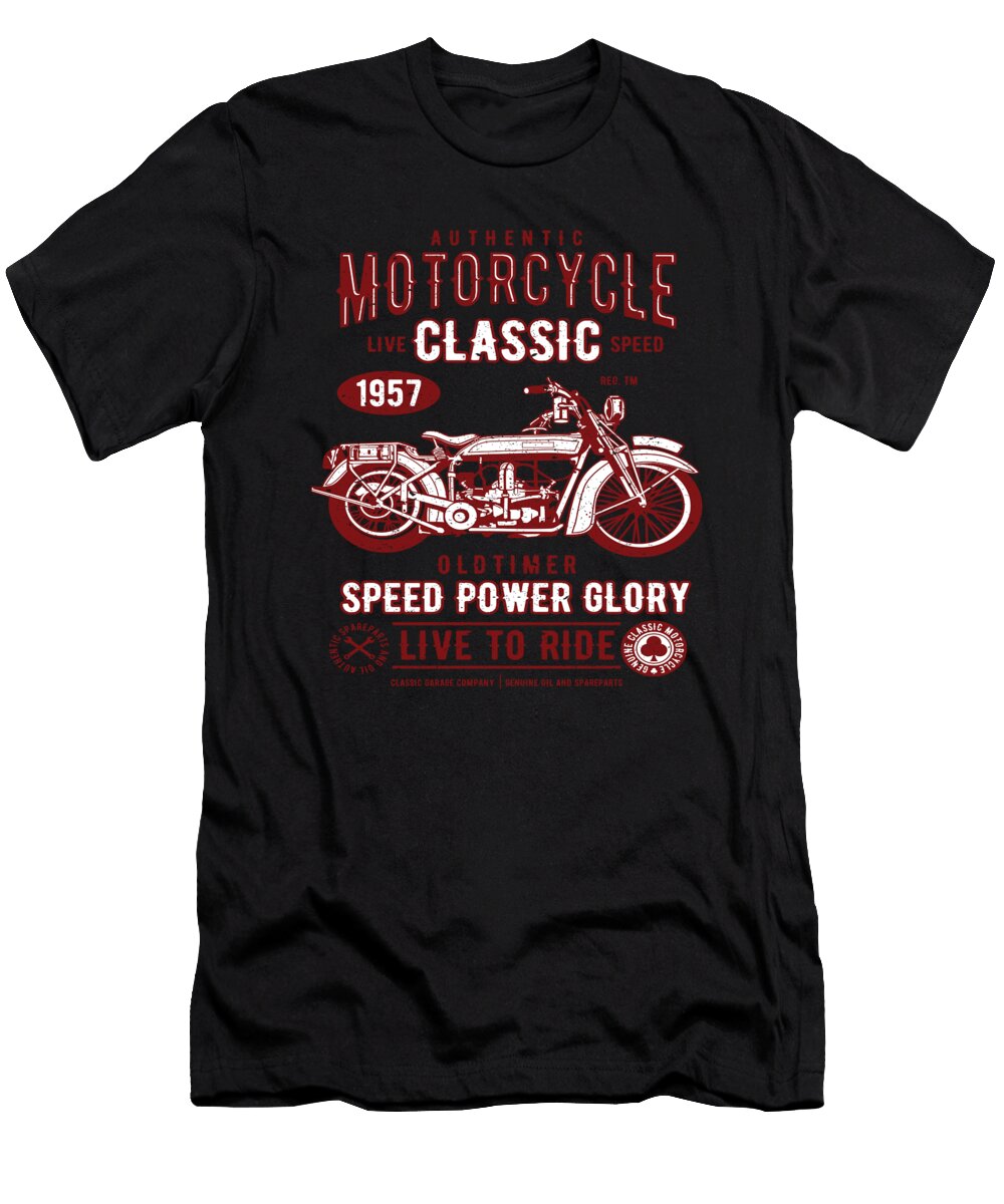 Motorcycle Classic Motorbike Retro Motor Biker Florian Dold Art T-Shirt