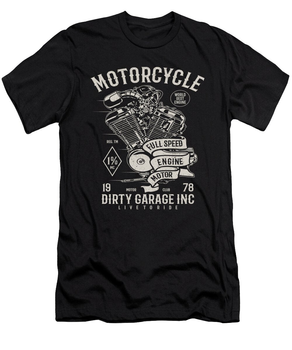 Motorcycle Garage Engine Motorbike Retro Motor Florian Dold Art T-Shirt