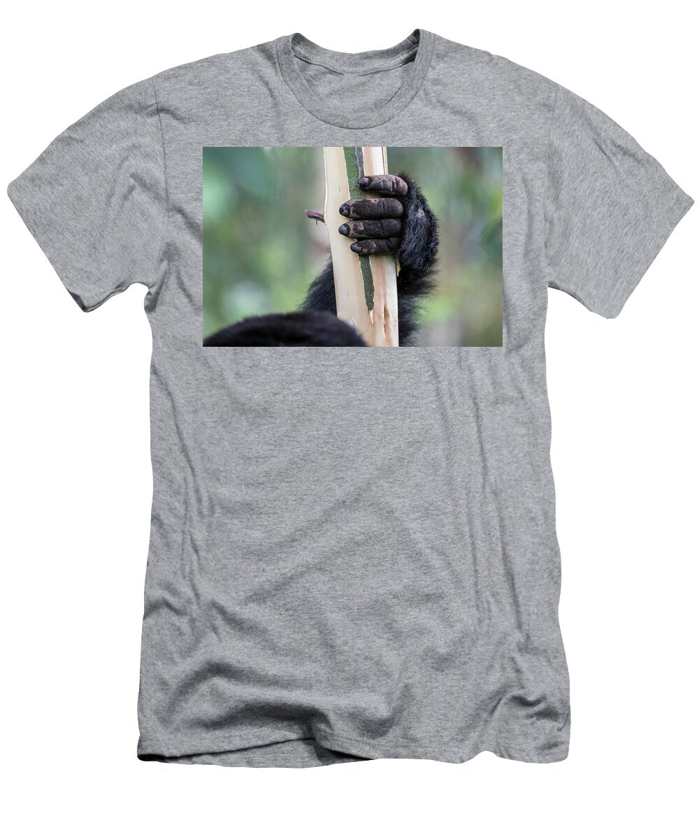 Mountain Gorilla Juvenile Close Up of Hand Holding Onto Christophe Courteau Natureplcom T-Shirt