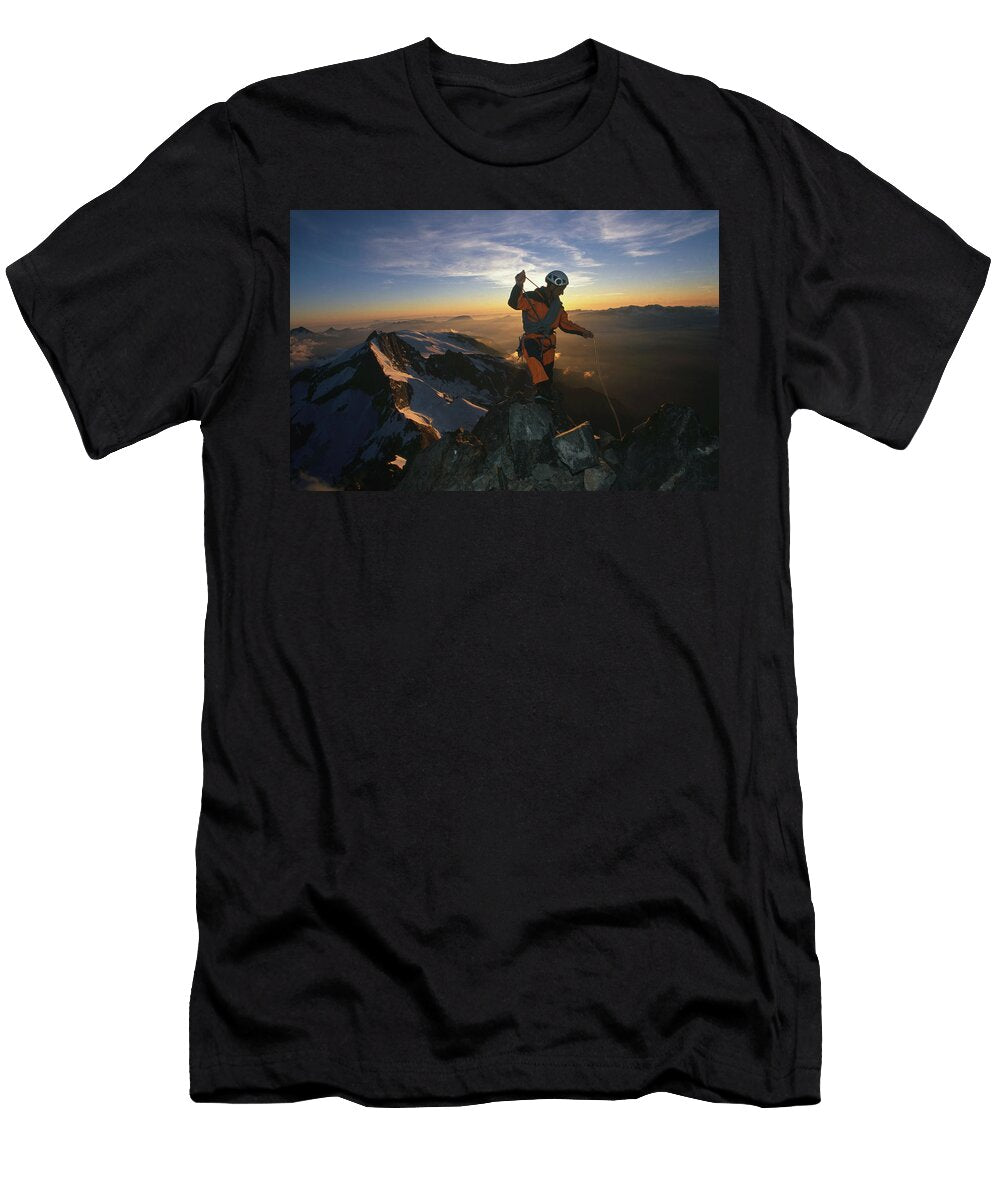 Mountain Guide on the Top of a Peak Mario Colonel T-Shirt