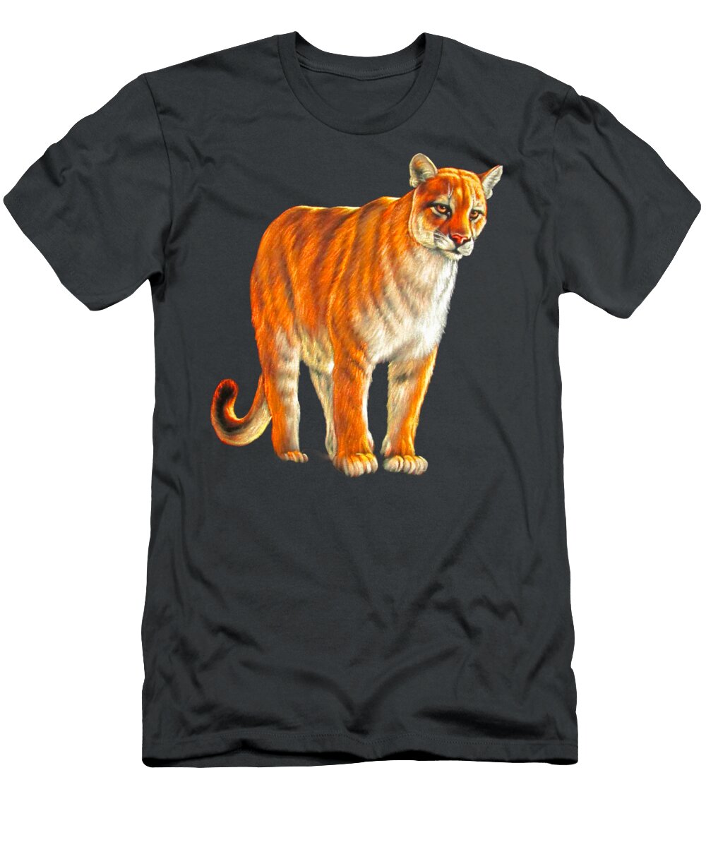 Mountain Lion Oil on Black Velvet By Artist Jorge Torrones Jorge Terrones T-Shirt