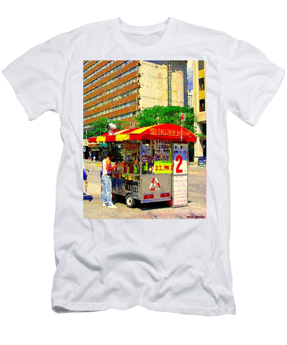 Mrs Dalloways Hotdog Stand Street Vendor Yonge and Gerrard Toronto Food Cart Scenes Cspandau Art Carole Spandau T-Shirt