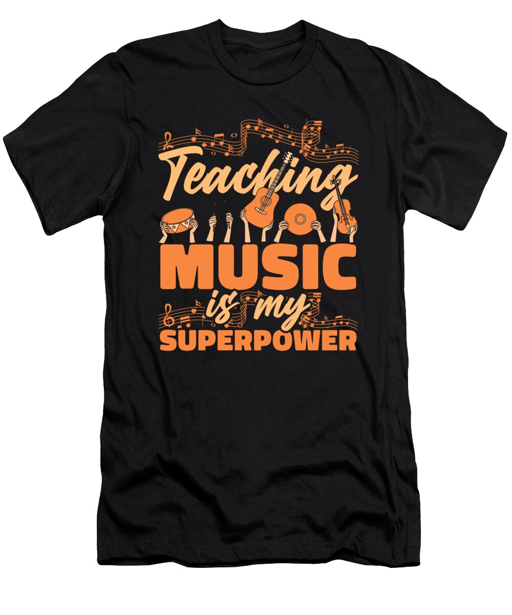 Music Teacher School Teaching Music Is My Superpower Crazy Squirrel T-Shirt