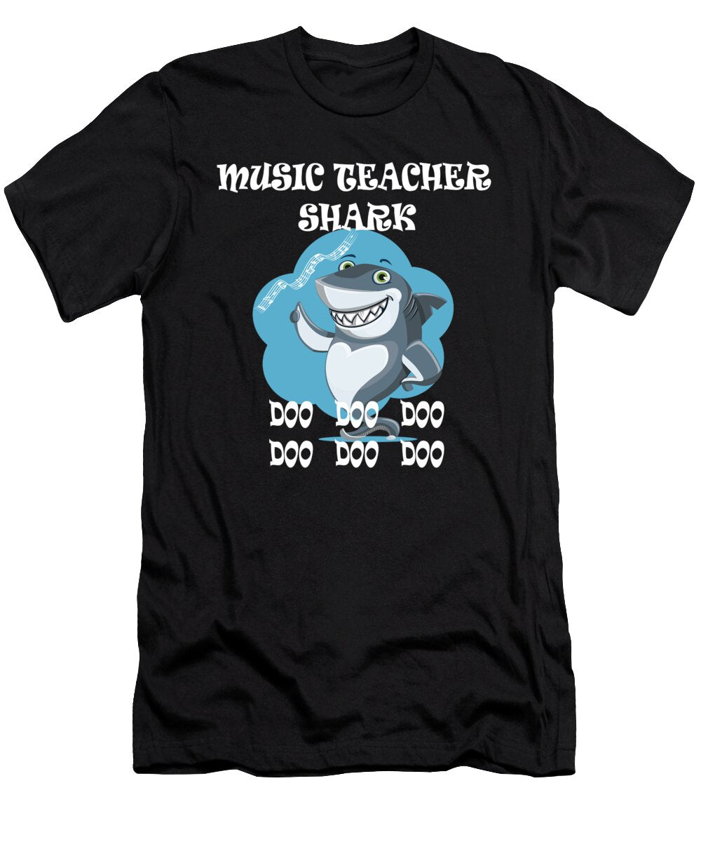 Music Teacher Shark Father Mother Gift Art Grabitees T-Shirt
