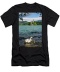 Mute Swan Mother with Young Downy Cygnets in Turquoise Lake Bled Reimar Gaertner T-Shirt