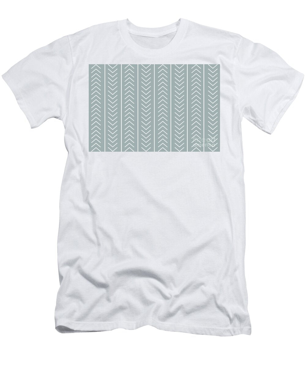 Muted Bluish Gray White Modern Stripe Chevron Pattern Pairs Valspar 2023 Coty Blue Arrow 5001 3c Petite Patterns T-Shirt