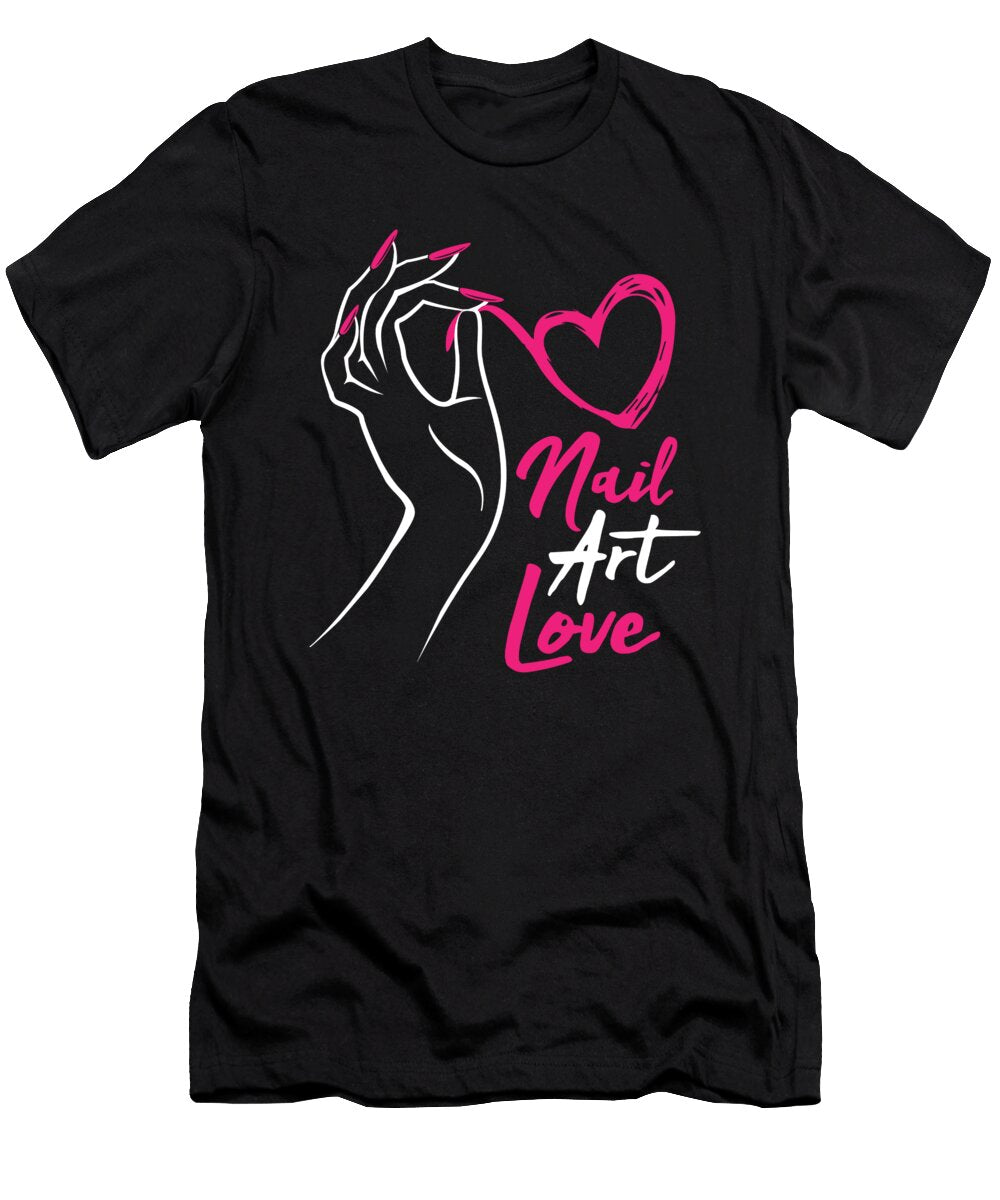 Nail Art Love Fingernail Manicure Moon T-Shirt
