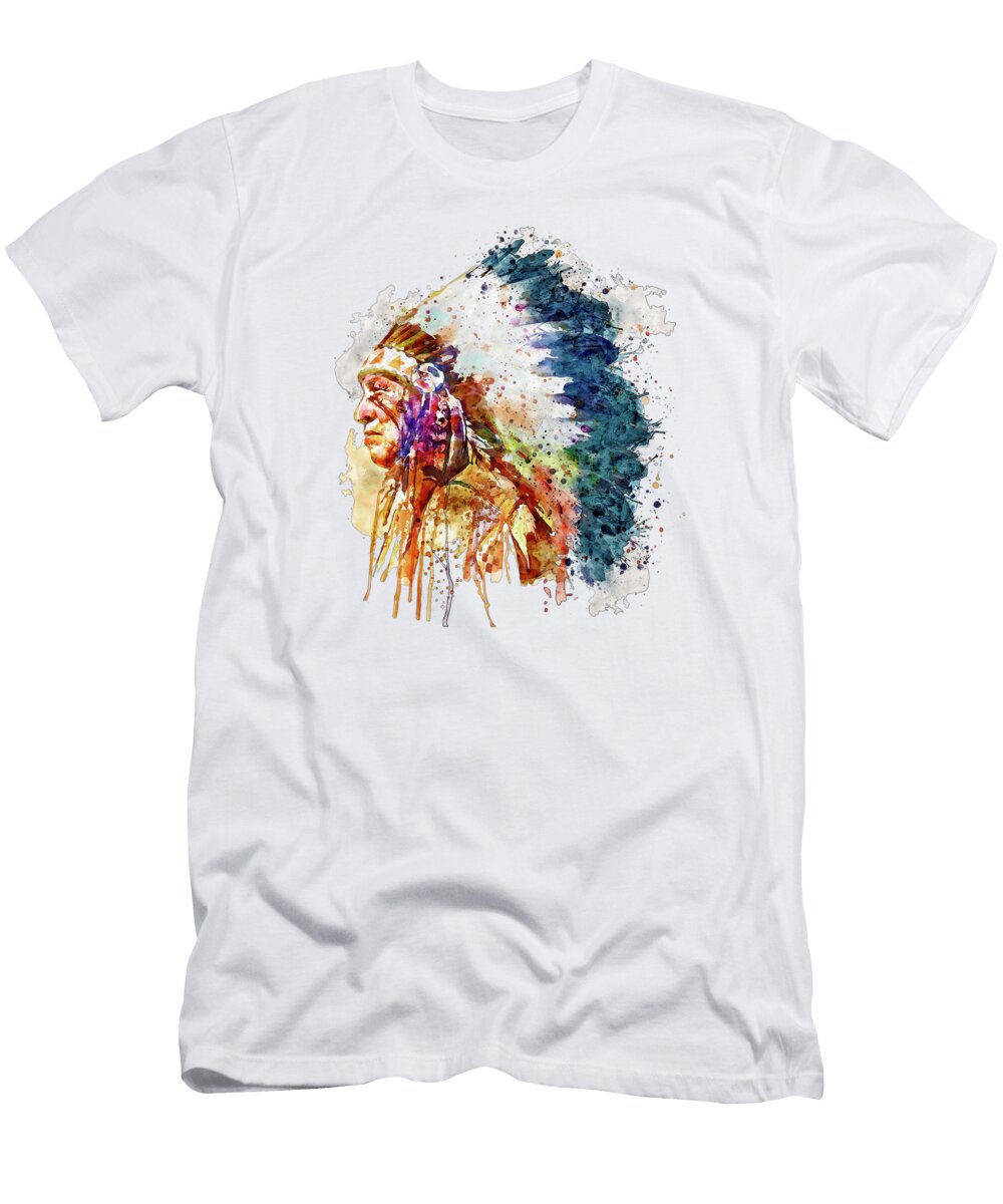 Native American Chief Side Face Marian Voicu T-Shirt