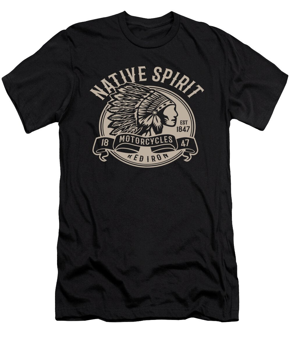 Native American Spirit Motorcycle Indian Tribe Florian Dold Art T-Shirt