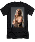 Naughty Provocative Blonde Woman Showing Middle Finger Andrey Guryanov T-Shirt