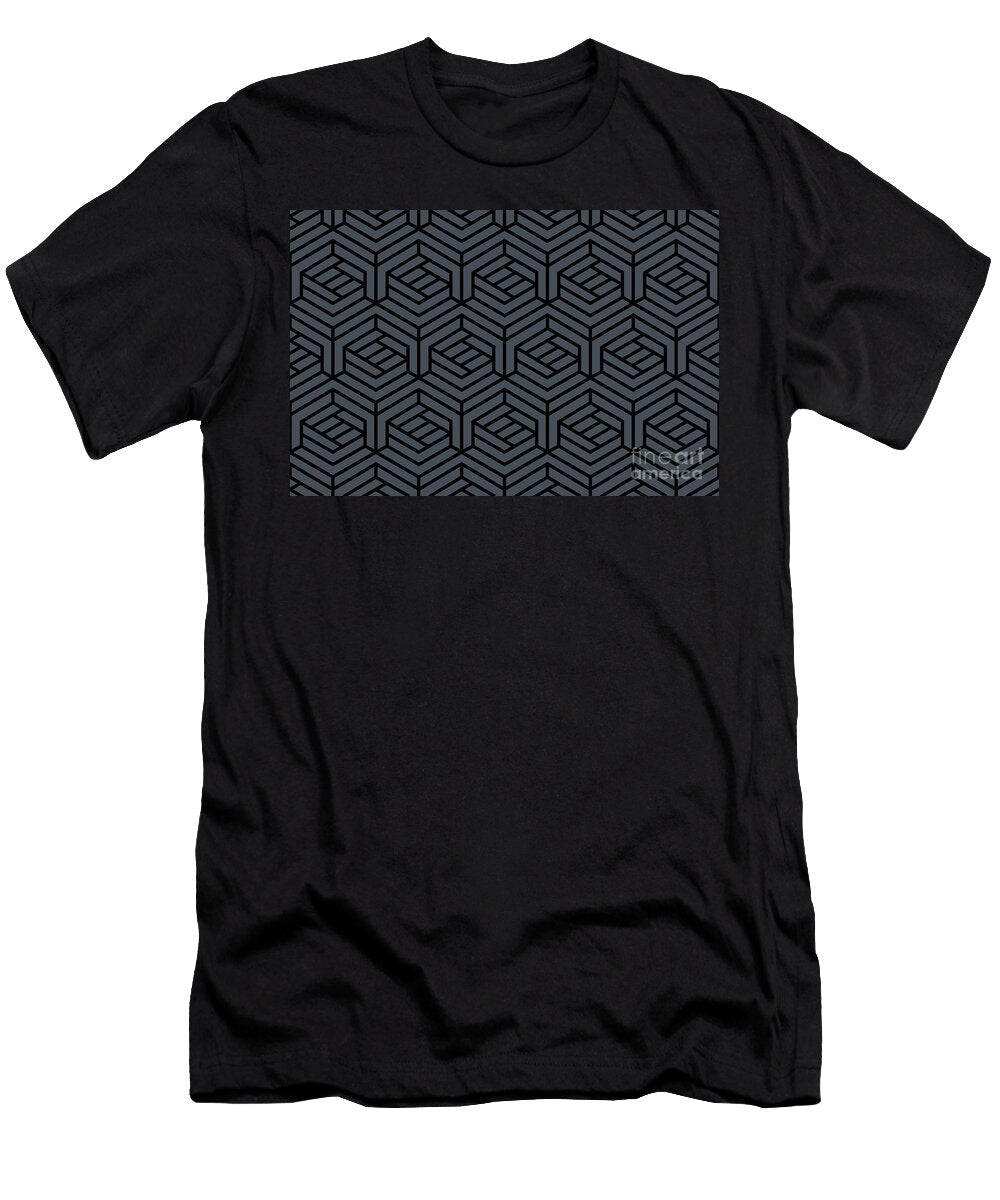 Navy Blue and Black Cube Geometric Shape Pattern Petite Pattern Minimal Graphic Designs T-Shirt
