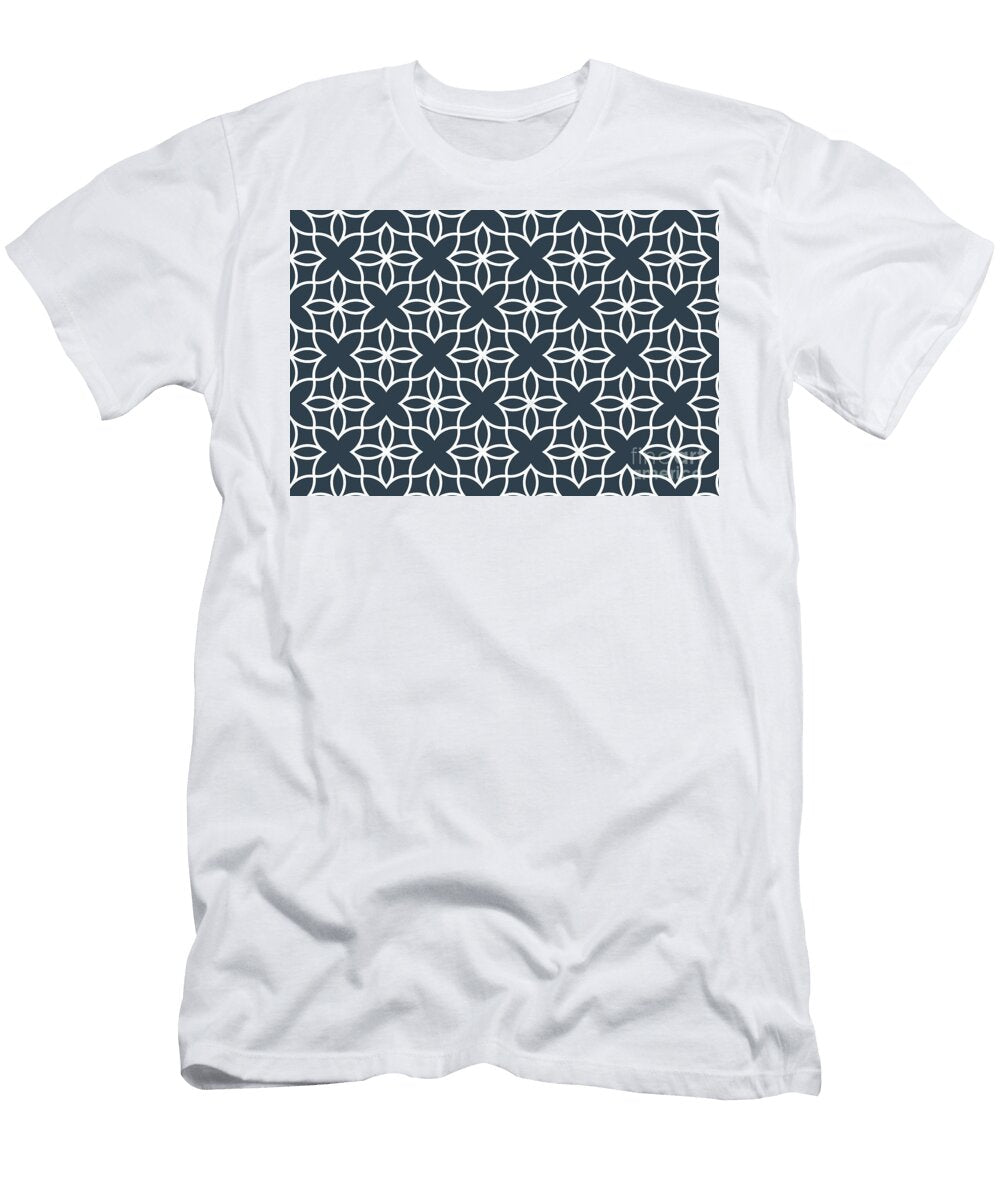 Navy Blue and White Minimal Line Art Pattern 4 Petite Pattern Minimal Graphic Designs T-Shirt