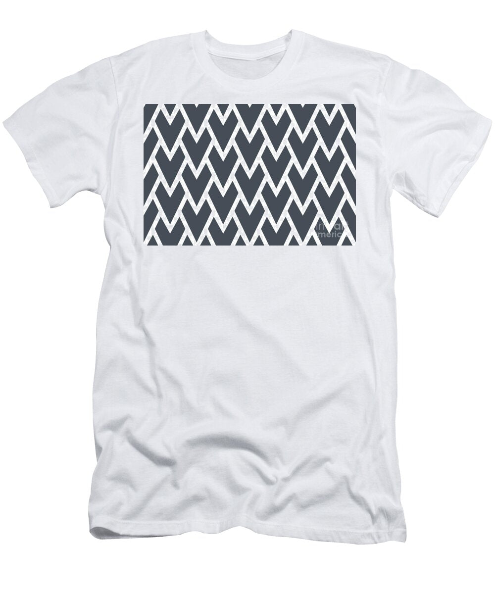 Navy Blue and White Tessellation Line Pattern 17 Petite Pattern Minimal Graphic Designs T-Shirt
