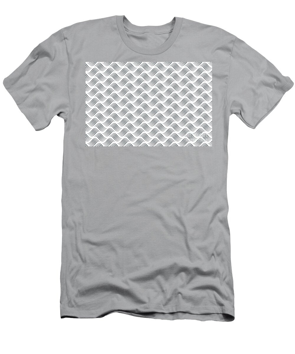 Navy Blue and White Wavy Tessellation Line Pattern Petite Pattern Minimal Graphic Designs T-Shirt