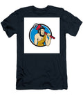 Neanderthal Caveman Plumber Monkey Wrench Circle Cartoon Aloysius Patrimonio T-Shirt