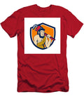 Neanderthal Caveman Plumber Monkey Wrench Shield Cartoon Aloysius Patrimonio T-Shirt