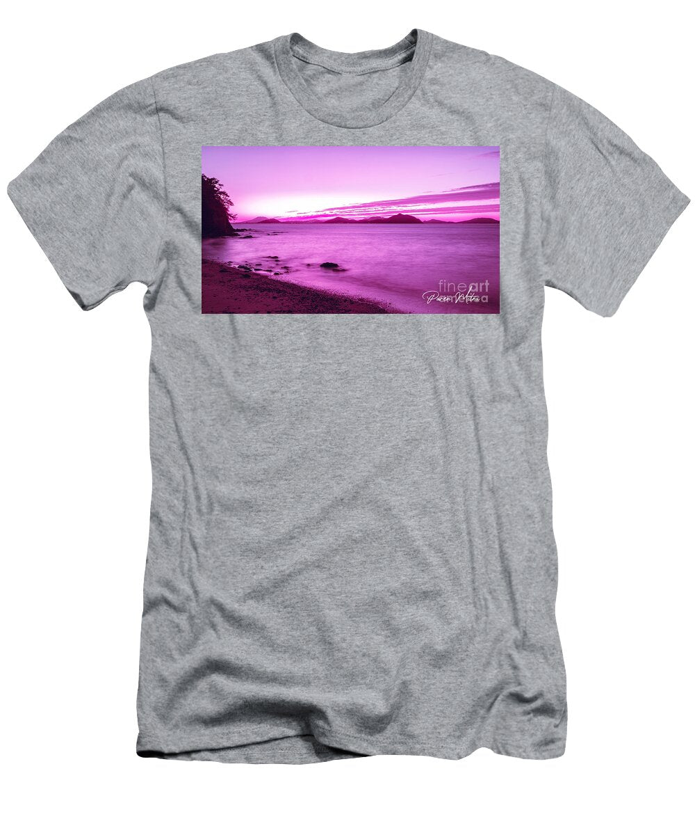 Neon Beach Landscape At Sunset in Fukuoka Japan Shot in Long Exposure Vaporwave Aesthetic Paren Mitra T-Shirt