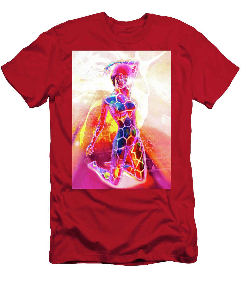 Neon Cybergirl Daniel Flouris T-Shirt