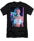 Neon Cyberpunk Blue Haired Woman Futuristic Portrait Matthias Hauser T-Shirt
