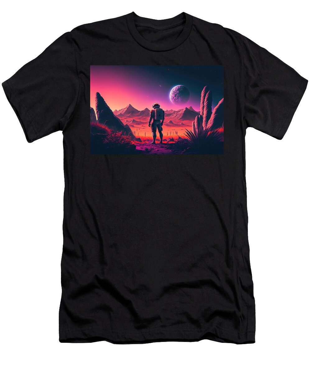 Neon Dreams Looking for Life in Outer Space Paul Konschake T-Shirt