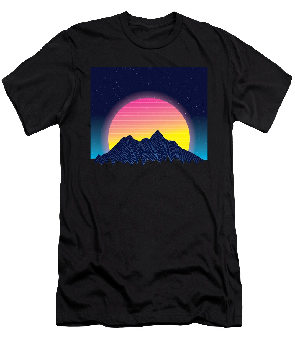 Neon Landscape Retro Wave Japan Art Technique Licensed Art T-Shirt