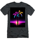 Neon Palm Trees Silhouette Against a Vibrant Sunset Pearlie Wille T-Shirt