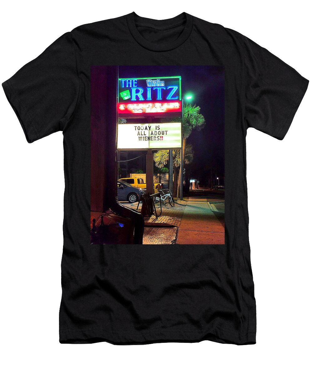 Neon Ritz Sign At Night Cheeto Burrito T-Shirt