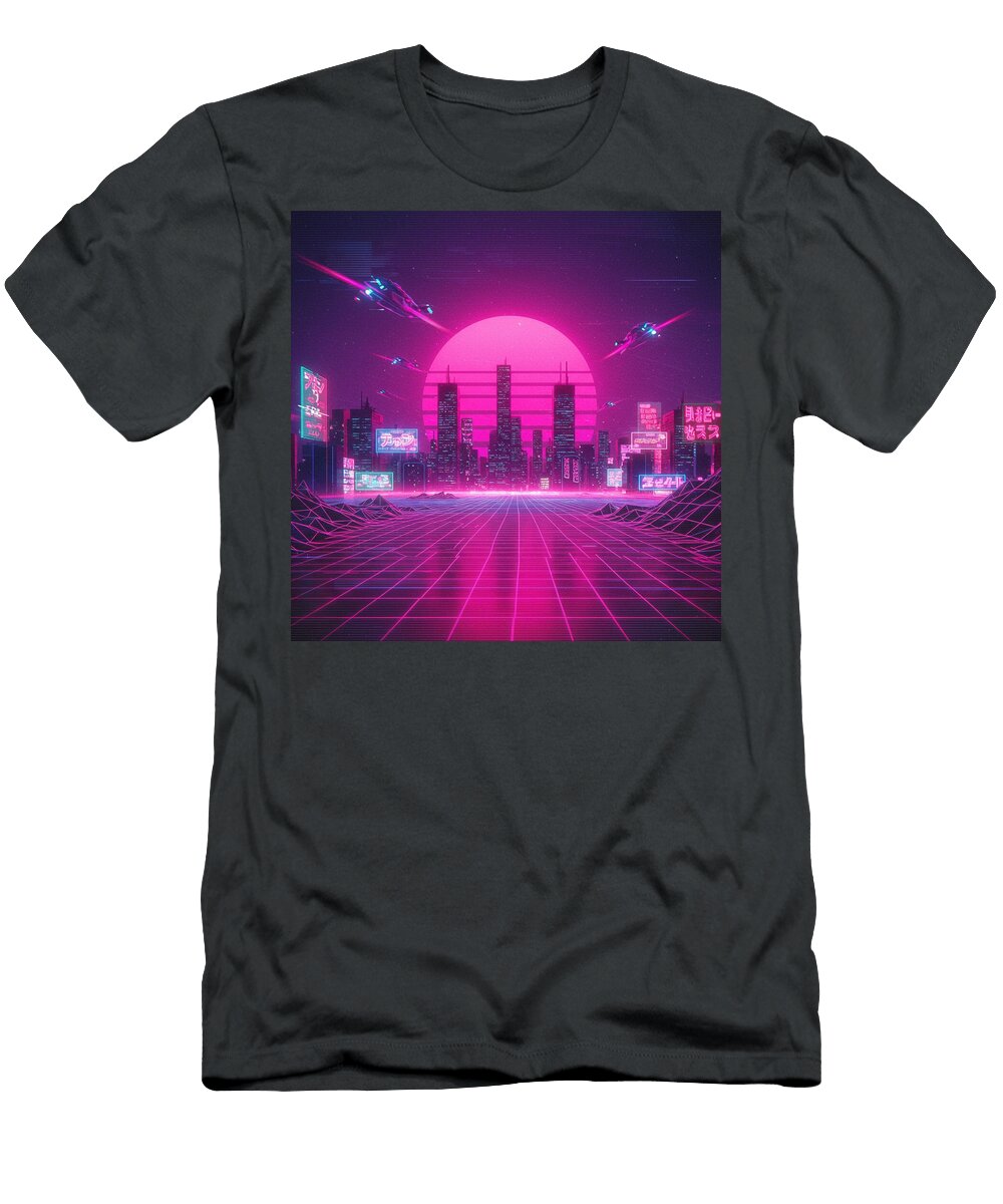 Neon Synthwave Pulse Retro 80s Vhs Art Corbin Henry T-Shirt