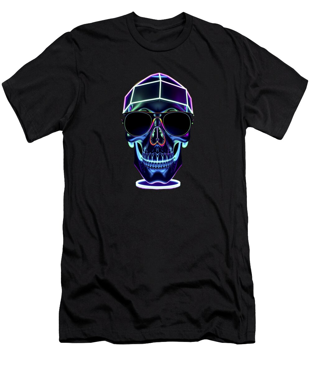 Neon Vice Skulls Retro 80s Skull 16 Benito Del Ray T-Shirt